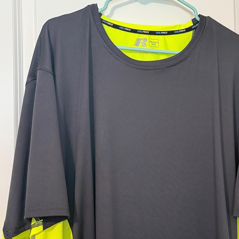 CoolForce Dri-Power 360 Shirt 2XL – Gray & Neon Yellow Activewear Mens - Picture 2 of 16